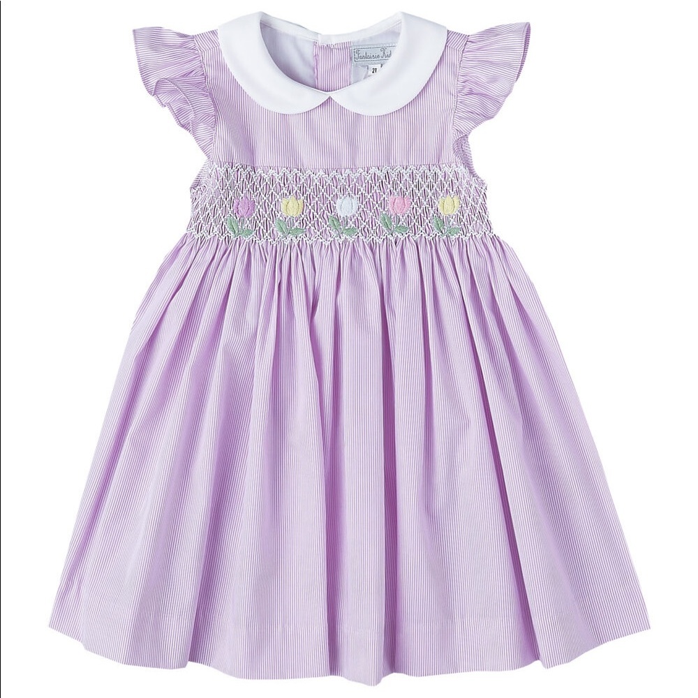 Smocked Tulip Lavender Stripe Dress Fantaisie Kids